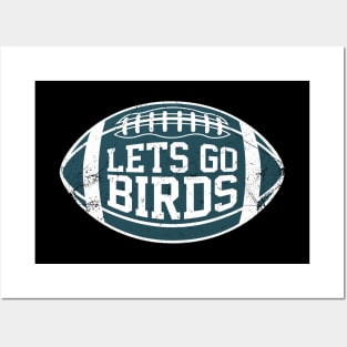 Lets Go Birds Retro Football - Black Posters and Art